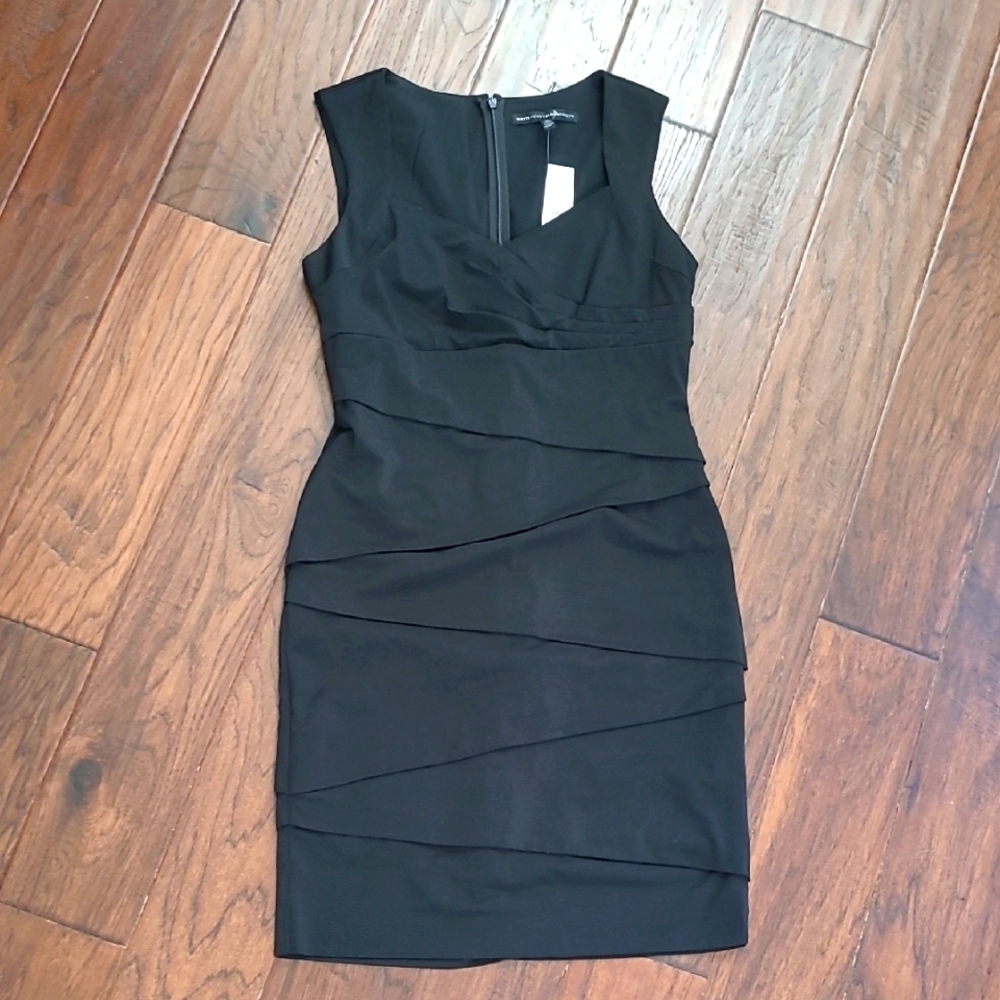 NWT White House Black Market Elegant Black Sleeveless Dress size 10